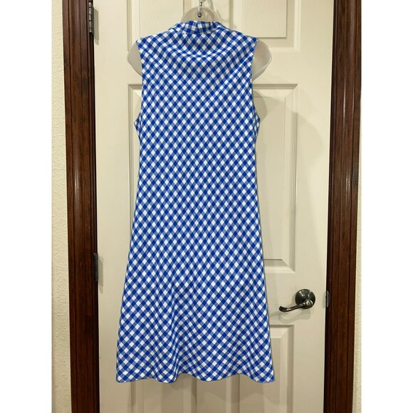 Tommy Bahama Gingham Blue & White Sleeveless Bonita Check Linen Dress M/M - Picture 8 of 10